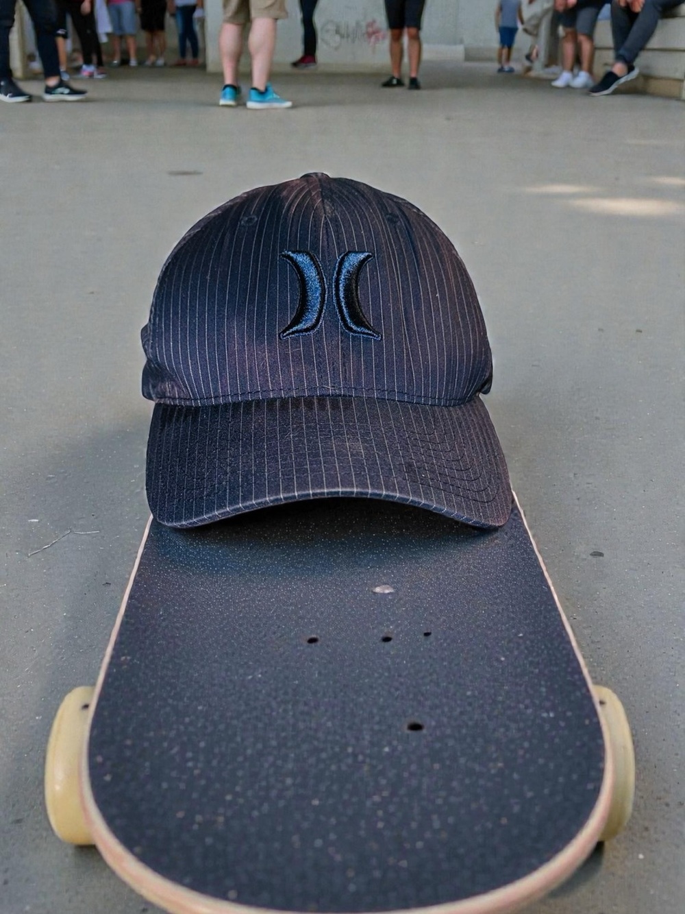 Hurley Black Pinstripe Dad Hat with Embroidered Logo